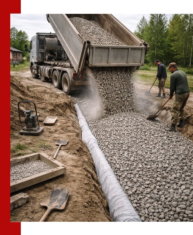 Гравий для дренажа с доставкой в Вичуге качественный и недорогой