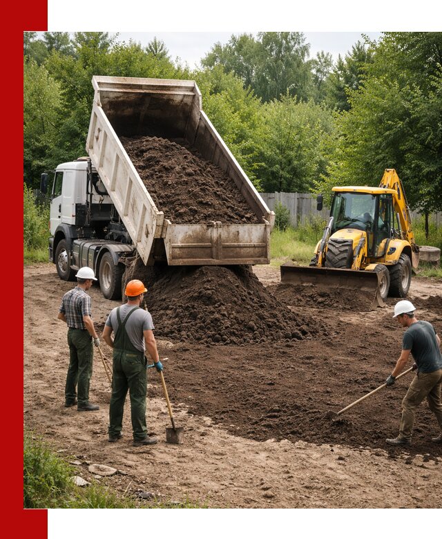 Доставка и укладка грунта для выравнивания участка в Вичуге