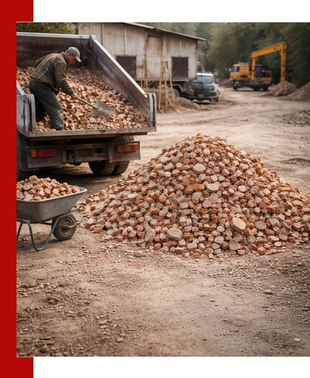 Доставка и подушка из боя кирпича с разгрузкой в Вичуге